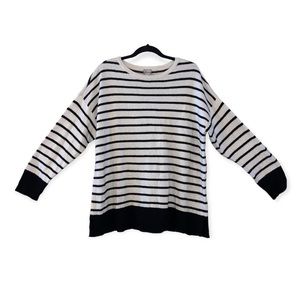 Chico's Classic Black and White Striped Long Sleeve Tee